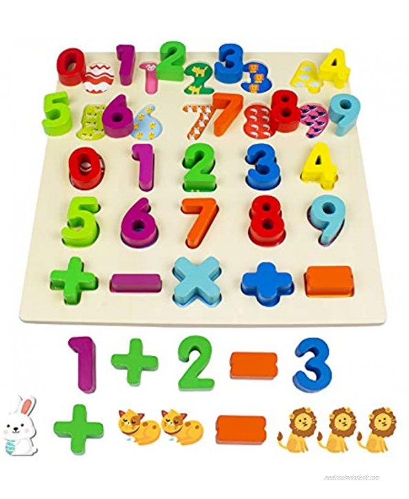 Timy Wooden Alphabet Puzzle and Number Puzzle Set for Toddlers ABC Puzzle Board Educational Toys for Kids Ages 3+