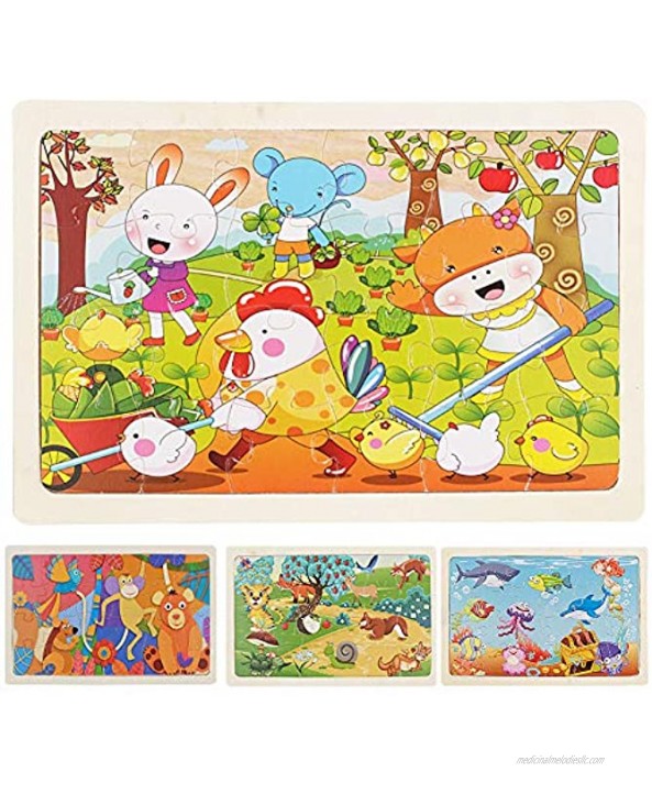 Toddler Puzzle Wooden Puzzles for Toddlers 2-4 Years Old 4 Pack Animal Shape Montessori Puzzles Toy for Infant Early Learning Preschool Educational Toys Gifts for Boys and Girls.