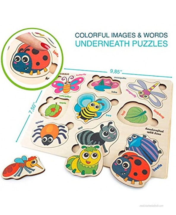 Toddler Puzzles for Kids Ages 2-4 by Quokka 6 Wooden Puzzles for Toddlers 1-3 with Matching Pictures Inside – Gift Educational Toys for Boys and Girls – Wood Games for Children's Learning 3-5