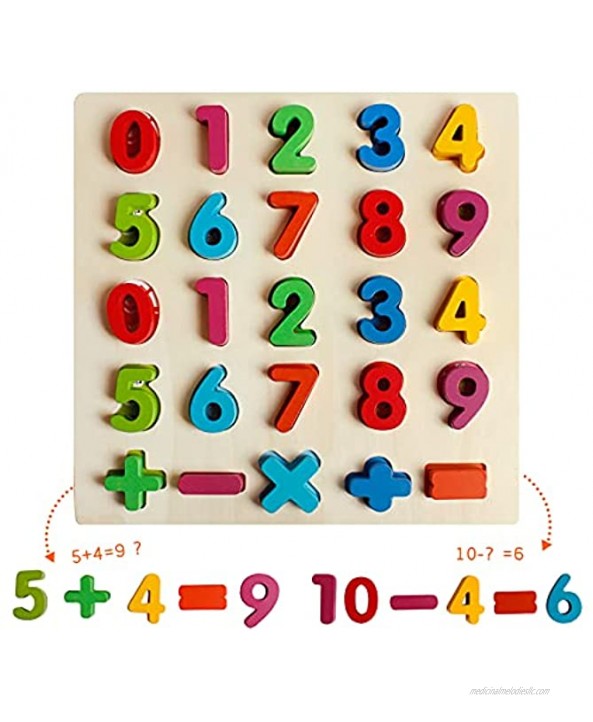Wooden Alphabet Puzzle Upper Case Letters and Numbers Puzzles Educational Learning Blocks Board Toys for Kids Ages 3 + Preschool Boys & Girls Toddlers Pack of 2
