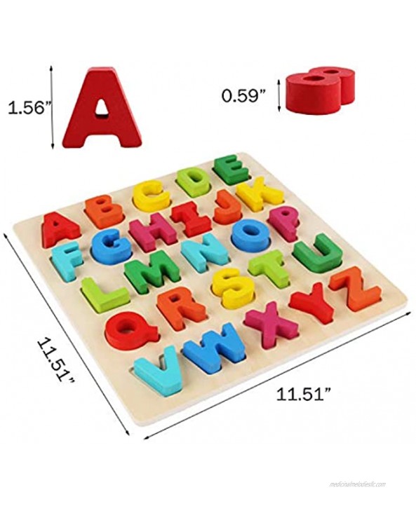 Wooden Alphabet Puzzles for Toddlers Wooden ABC Puzzle Board Uppercase Alphabet Jigsaw Alphabet Blocks Puzzle for 2-5 Years Educational Learning Letters Preschool Puzzle Gifts for Kid