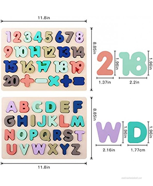 Wooden Puzzles for Toddlers LENNYSTONE Alphabet Number Shape Puzzles Toddler Preschool Education Learning Toys for Kids Age 3 4 5 Year olds
