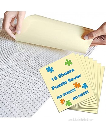 16 Sheets Puzzle Glue Sheets No Stress & No Mess Puzzle Saver Sheets for 4 x 1000 Piece Puzzles Preserve 1000 Piece Puzzle in Minutes