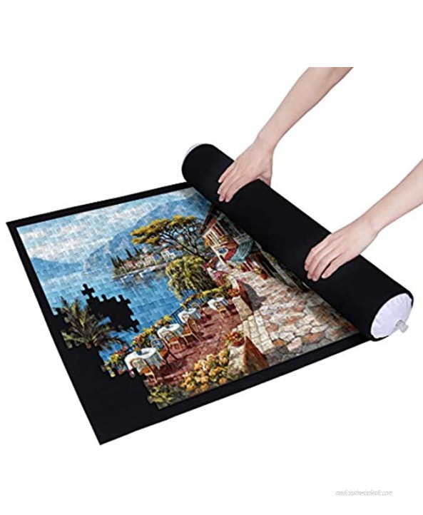 Becko Puzzle Mat Roll Up Puzzle Mats for Jigsaw Puzzles Puzzle Roll Up Mat Puzzle Keeper Puzzle Storage with Drawstring Storage Bag for Up to 1500 Pieces