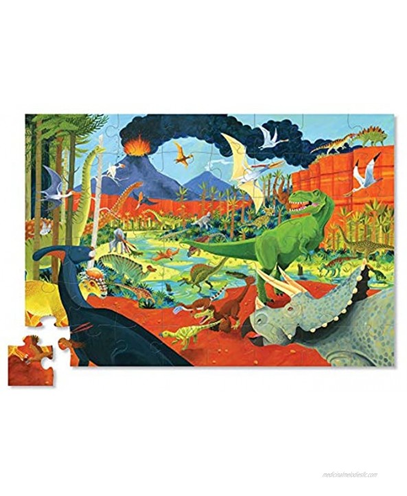 Crocodile Creek Dinosaurs 2-in-1 Puzzle + Game Set 48-Piece Puzzle + 24-Piece Memory Matching Game for Ages 4+ Heavy-Duty Box for Storage Finished Puzzle is 19” x 13”