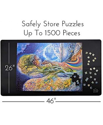 Deluxe Puzzles Jigsaw Puzzle Mat Roll Up Portable Puzzle Mat with Non-Slip Rubber Bottom and Smooth Polyester Top Saver Pad 46” x 26” for Puzzle Storage up to 1500 Piece Puzzles Foam Tubes