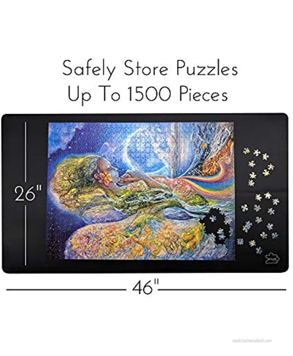 Deluxe Puzzles Jigsaw Puzzle Mat Roll Up Portable Puzzle Mat with Non-Slip Rubber Bottom and Smooth Polyester Top Saver Pad 46” x 26” for Puzzle Storage up to 1500 Piece Puzzles Foam Tubes