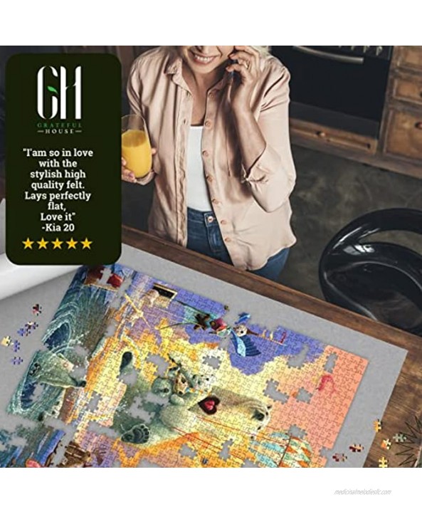 GRATEFUL HOUSE Premium ROLL UP Puzzle Mat for Jigsaw Puzzle Storage. Wool Blend Felt lays Perfectly Flat Comes Rolled & NOT Folded. Fits 500 1000 1500 Piece Puzzles.46 x 26 inch Puzzle Saver