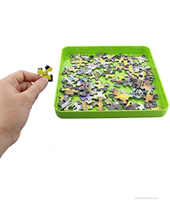 Jigitz Jigsaw Puzzle Sorter Trays in Green 6 Pack Plastic Puzzle Organizer Puzzle Stacking Trays for Large Puzzles