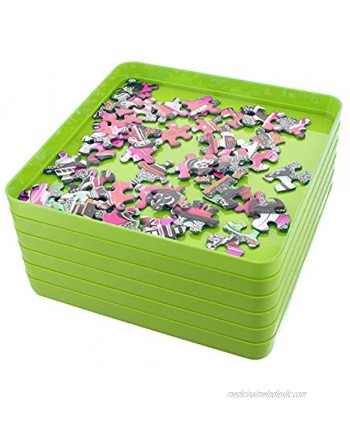 Jigitz Jigsaw Puzzle Sorter Trays in Green 6 Pack Plastic Puzzle Organizer Puzzle Stacking Trays for Large Puzzles