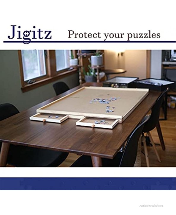 Jigitz Wooden Puzzle Table 26 x 34 Inch Jigsaw Puzzle Board with Drawers Standard Puzzle Plateau Puzzle Storage Table
