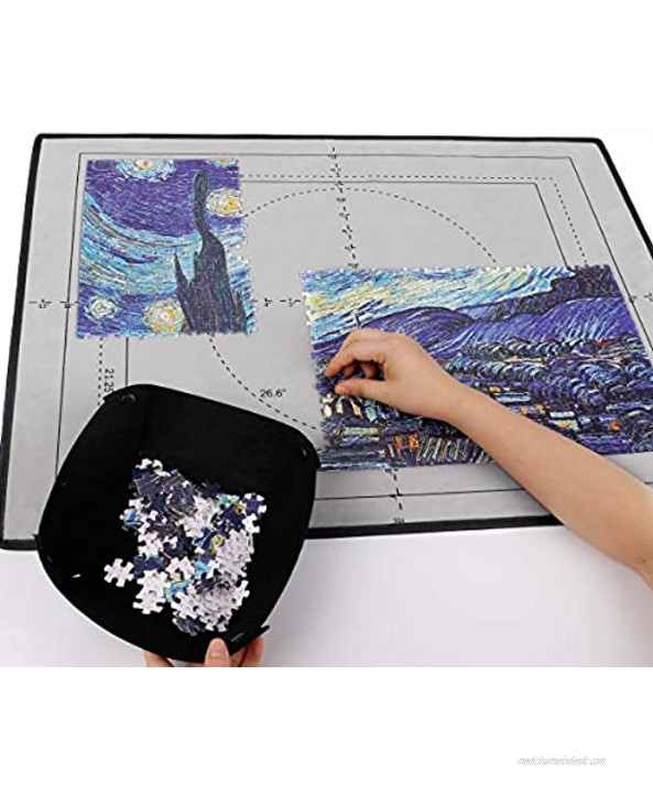 Jigsaw Puzzle Board Table Mat 1000 750 500 Piece Saver 4 Storage Portable Large Frame Keeper Tray Glue Holder for Kids Adults Pad Holder Organizer Drawers Roll Up Cover