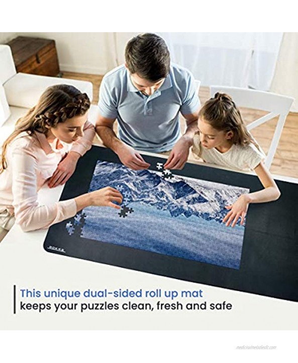 Jigsaw Puzzle Mat Roll Up 2,000 Pieces Large 42x26 in Waterproof & Rubberized Stow and Go Puzzle Mat No Pop Foam Tube & Bag Easy Store for 1000 1500+ Pokke