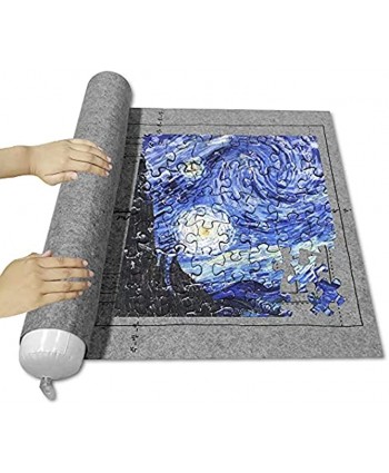 Jigsaw Puzzle Mat Roll Up to 1500 pieces Portable Saver Board With Line For Adults kids Storage Table and Transport Premium Pump Puzzle Glue Felt Mat Inflatable Tube Cover Keeper Pad Holder Organizer