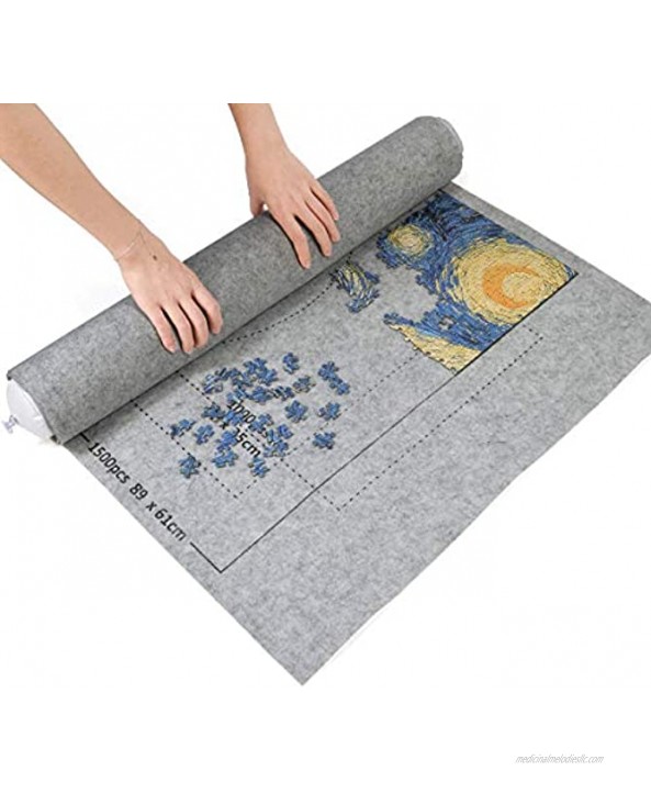 Jigsaw Puzzle Roll Up Mat Transport and Store Puzzle Blanket Play Mat for Up to 1500 Pieces Puzzles Travel Storage Bag