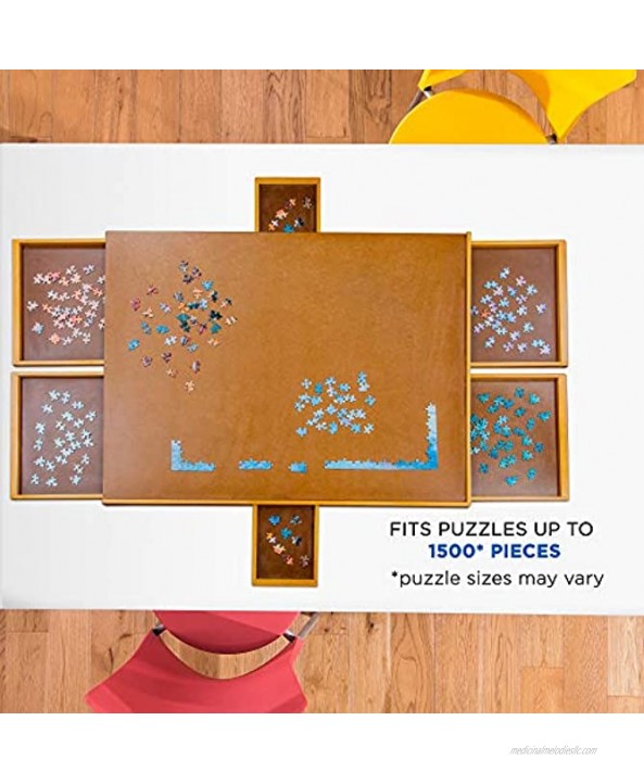 Jumbl 1500-Piece Puzzle Board | 27” x 35” Wooden Jigsaw Puzzle Table with 6 Removable Storage & Sorting Drawers | Smooth Plateau Fiberboard Work Surface & Reinforced Hardwood | for Games & Puzzles