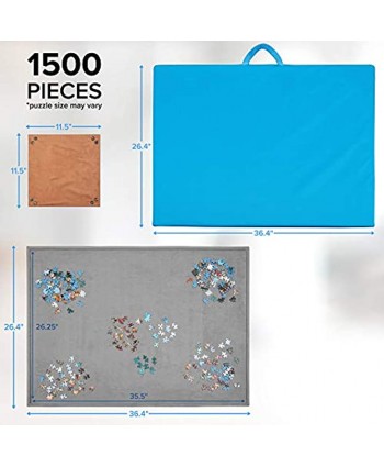 Jumbl 1500 Piece Puzzle Case | Portable Jigsaw Puzzle Caddy Set with Removable Non-Slip Felt Assembly Board [6] 2-in-1 Sorting Trays & Storage Pockets Carry Handle Zipper Closure & Large Workspace