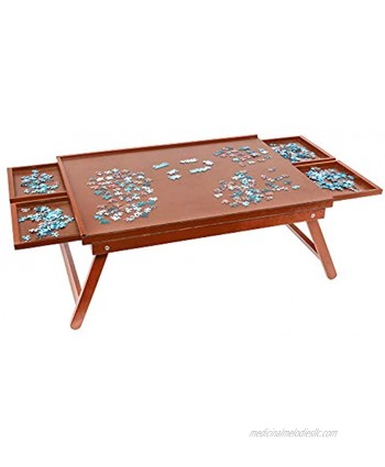 Jumbl Puzzle Board Rack | 23” x 31” Wooden Jigsaw Puzzle Table w  4 Storage & Sorting Drawers | Smooth Plateau Fiberboard Work Surface & Reinforced Hardwood | for Games & Puzzles Up to 1,000 Pieces