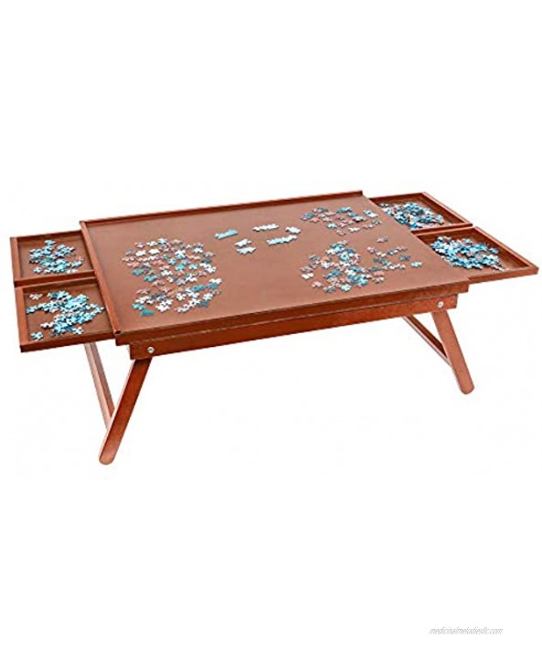 Jumbl Puzzle Board Rack | 23” x 31” Wooden Jigsaw Puzzle Table w 4 Storage & Sorting Drawers | Smooth Plateau Fiberboard Work Surface & Reinforced Hardwood | for Games & Puzzles Up to 1,000 Pieces