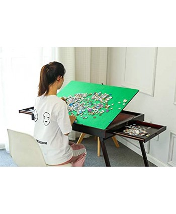 Large Wooden Puzzle Table Portable Jigsaw Tables with 2 Storage Drawers for Adults and Kids Puzzle Table with Tilting Non-Slip Surface Folding Board for 1500 Pcs Puzzles Gift for Puzzle Enthusiast