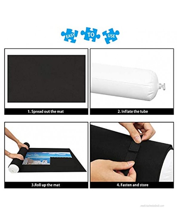 Lavievert Jigsaw Puzzle Roll Mat Felt Mat for Puzzle Storage Puzzle Saver Up to 1500 Pieces Long Box Package No Folded Creases Environmentally Friendly Black