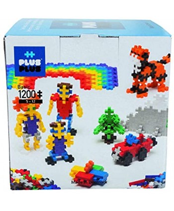 PLUS PLUS Open Play Set 1200 Piece Basic Color Mix Construction Building Stem Toy Interlocking Mini Puzzle Blocks for Kids