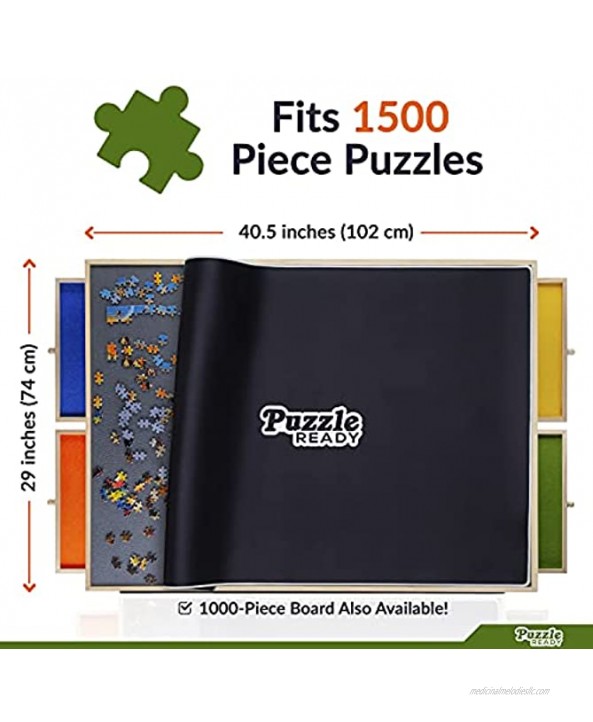Portable Puzzle Board & Storage Table Quality Jigsaw Puzzle Board Lightweight Easy to Store 4 Color Sliding Drawers Plus Puzzle Mat Fun at Your Fingertips Great Gift FITS 1500 Piece Puzzles!