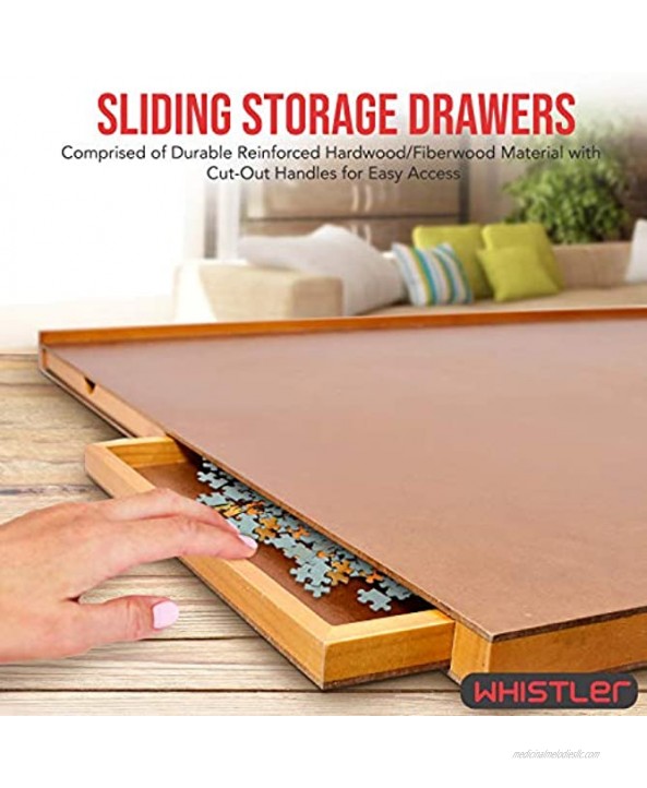 Puzzle Board with Drawers 27” x 35” Smooth Wood Jigsaw Puzzle Table for Puzzles Up to 1,500 Pieces