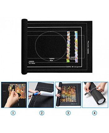 Puzzle Mat for Jigsaw Puzzles Roll Up 2000 Pieces and Storage Large （46"×31"） with 3 Sorting Trays and Pump Black