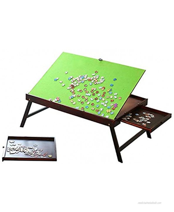 Wooden Jigsaw Puzzle Table for Adults & Kids,30x22x19'' Portable Folding Table with 2 Drawers,Tilting Puzzle Accessories- Puzzle Accessories,Gift for Puzzle Amateur Up to1000 Pieces
