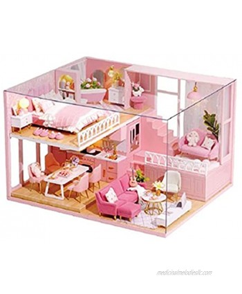 ZIHUAD Children's Handmade DIY Hut Pink Attic Room Girl Educational Toys