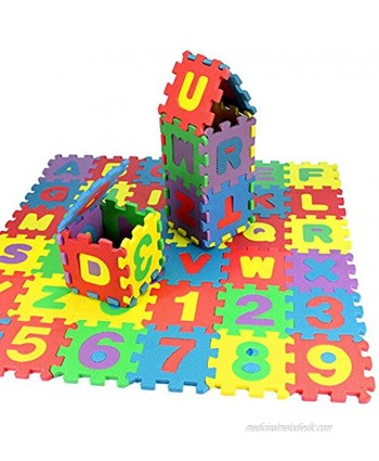 36Pcs Kids Foam Play Mat Interlocking Alphabet and Numbers Floor Puzzle Colorful Tiles Girls Boys Soft Reusable Easy to Clean Each 4.72 x 4.72 Inch A