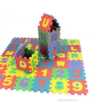 36Pcs Kids Puzzle Exercise Play Mat 4.72 x 4.72 Inches Interlocking Alphabet and Numbers Floor Puzzle Comfortable Soft Foam Games Mat for Boys Girls Easy to Clean