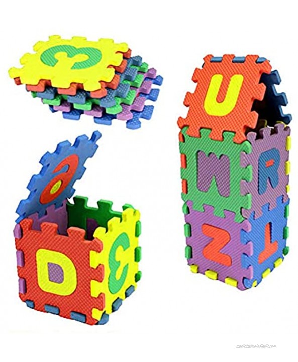 Alphabet and Numbers Foam Puzzle Play Mat 36PCS Removable 26PCS Letters and 10PCS Numbers Each Tile Measures 4.7x4.7 Inch
