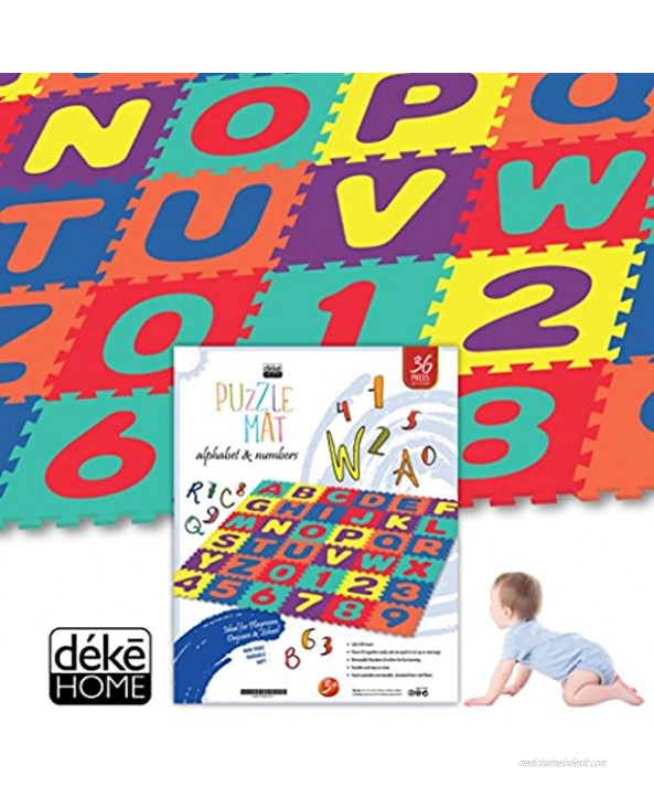 Alphabet & Numbers Rubber EVA Foam Puzzle Play Mat Floor. 36 Interlocking playmat Tiles Tile:12X12 Inch 36 Sq.feet Coverage. Ideal for Crawling Baby Infant Classroom Toddlers Kids Gym Workout