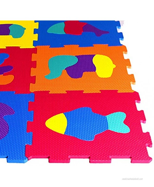 Animals Rubber EVA Foam Puzzle Play mat Floor. 10 Interlocking playmat Tiles Tile:12X12 Inch 10 Sq.feet Coverage. Ideal: Crawling Baby Infant Classroom Toddler Kids Gym Workout time