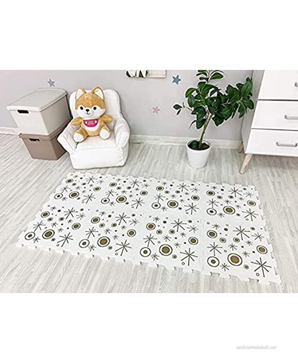 Babygreat Baby Puzzle Play Mat for Toddlers Kids and Children | Gold Starry Sky Style Interlocking Foram Tile for Floor and Room Decor 0.51 Inch Thickness 9 pcs Pack