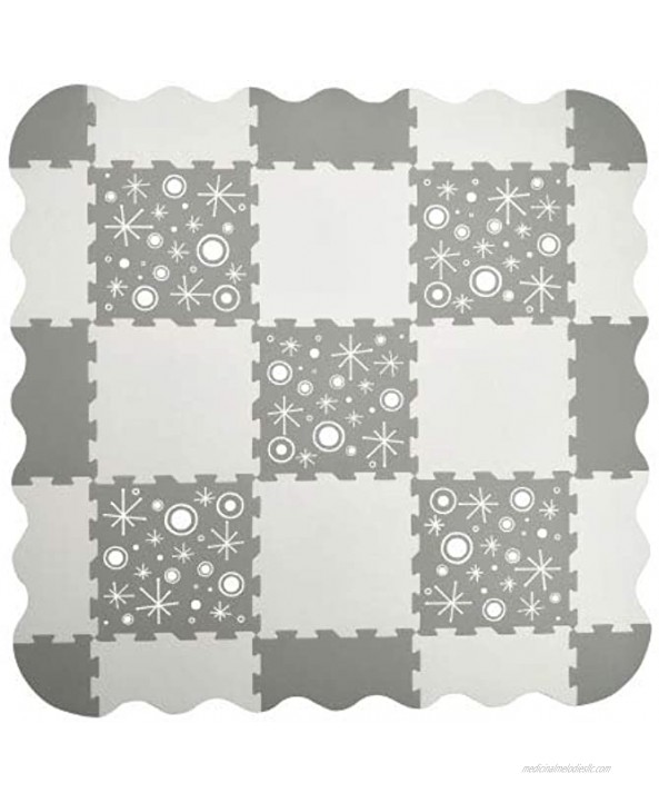Babygreat Baby Puzzle Play Mat for Toddlers Kids and Children | White Starry Sky Style Interlocking Foram Tile with Fence for Floor and Room Decor 0.51 Inch Thickness 9 pcs Pack