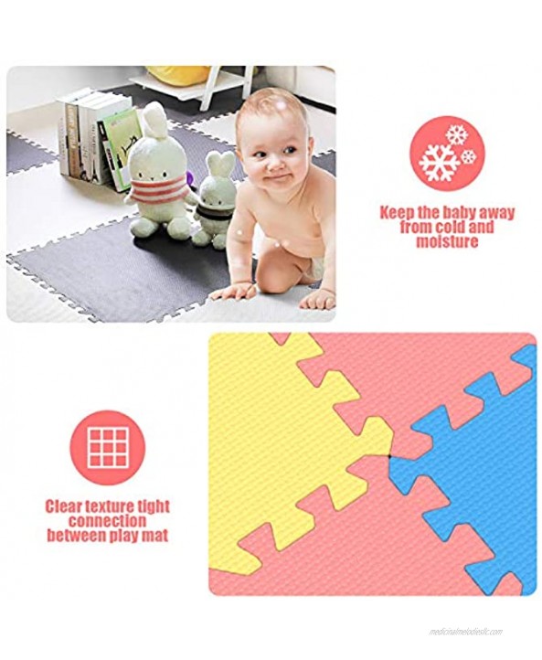 BED COTTON Kid's Puzzle Play Mat with EVA Foam Interlocking Tiles 12 Tiles 12”x12” Baby Foam Mat Floor Protective