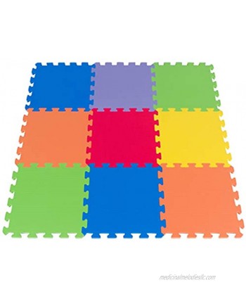 Foam Floor Puzzle Playmat for Kids 9 Soft Tiles 6 Bright Colors Made in Taiwan from Quality Foam Interlocking Thick Square Mat