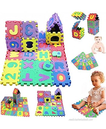 Gcebog 36Pcs Baby Child Number Alphabet Digital Puzzle Colorful Interlocking Alphabet and Numbers Floor Play Mat Safe Non-Toxic Non-Slip and Easy to Clean Best Toys for Early Childhood Education