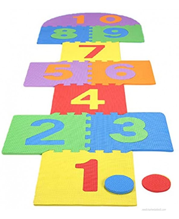 Gefemini Hopscotch Play mat hopscotch Puzzle mat Toddler Play mat Soft EVA Foam Interlocking Tiles for Games for Children Indoor and Outdoor Garden Family Play Toys Boys and Girls Gifts