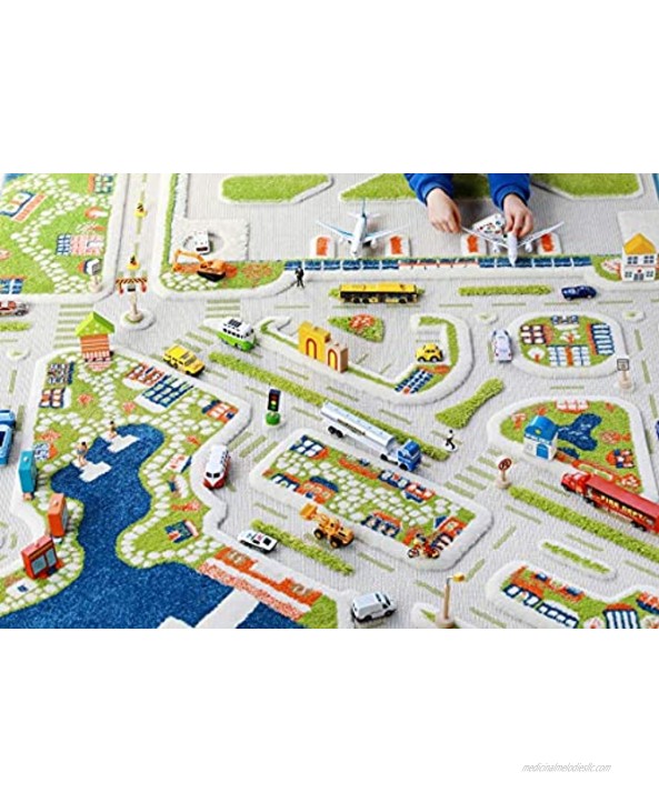 IVI Mini City Thick 3D Kids Play Mat Rug 71 L x 53 W Non-Toxic Stain Resistant Educational Montessori Activity Toys for Kids