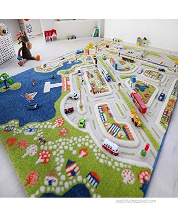 IVI Mini City Thick 3D Kids Play Mat Rug 71" L x 53" W Non-Toxic Stain Resistant Educational Montessori Activity Toys for Kids