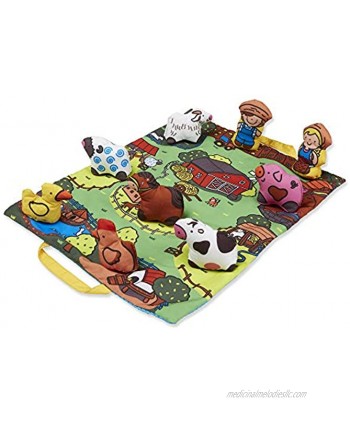 Melissa & Doug Take-Along Farm Baby and Toddler Play Mat 19.25 x 14.5 inches With 9 Animals Folds To Be Convenient Storage Bag for Travel