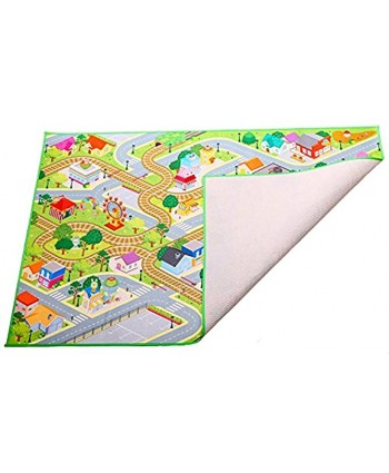 MMP Living Kids Felt Play Mat with Non-Slip Grip Backing Indoor Outdoor Machine Washable 59" L x 39" W City