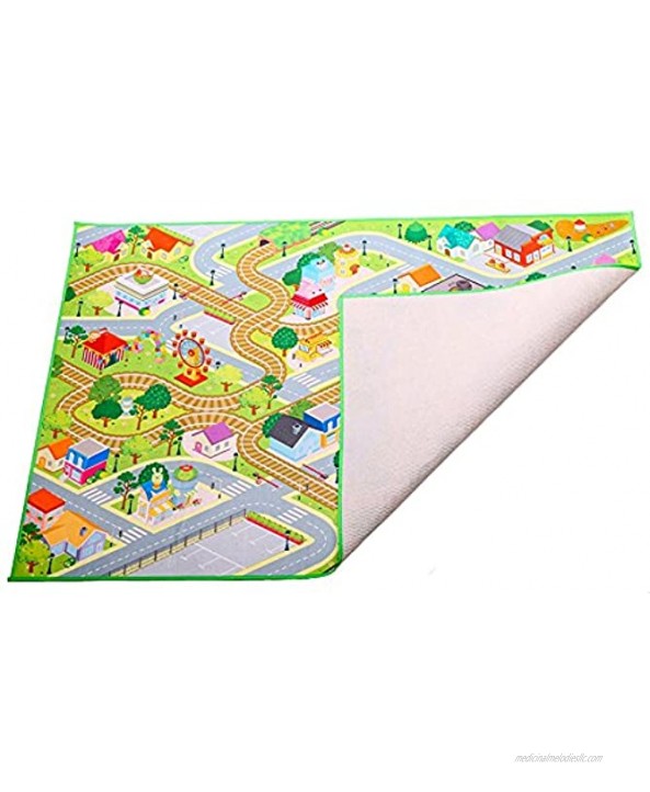 MMP Living Kids Felt Play Mat with Non-Slip Grip Backing Indoor Outdoor Machine Washable 59 L x 39 W City