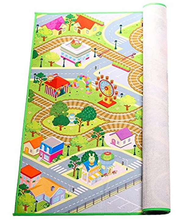 MMP Living Kids Felt Play Mat with Non-Slip Grip Backing Indoor Outdoor Machine Washable 59 L x 39 W City