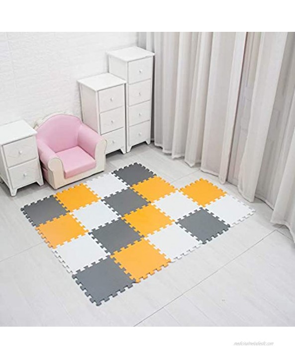 MQIAOHAM Children Puzzle mat Play mat Squares Play mat Tiles Baby mats for Floor Puzzle mat Soft Play mats Girl playmat Carpet Interlocking Foam Floor mats for Baby White Orange Grey 101102112