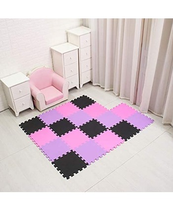 MQIAOHAM Children Puzzle mat Play mat Squares Play mat Tiles Baby mats for Floor Puzzle mat Soft Play mats Girl playmat Carpet Interlocking Foam Floor mats for Baby Pink Black Purple 103104111